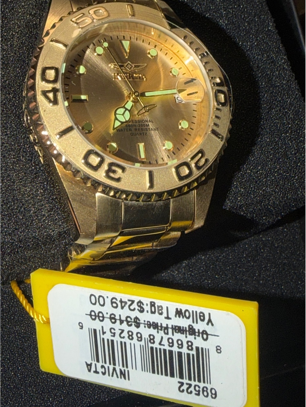 $299 INVICTA PRO DIVER AUTOMATIC GLOW IN THE DARK INDICES